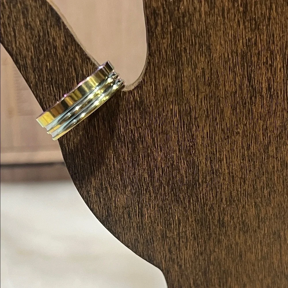 Multicolor Band Ring 6mm Laser Cut Stainless Steel Size 11